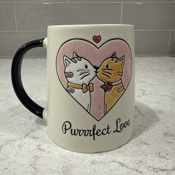 PURRRFECT LOVE Hand Painted Cats 17oz Ceramic Mug Cup SPECTRUM DESIGNZ Cat - Picture 4 of 8